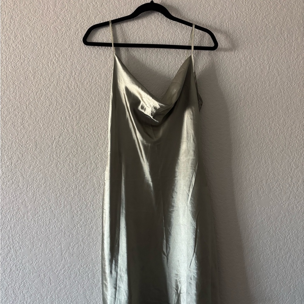 SHEIN Satin Slip Dress in Light Olive